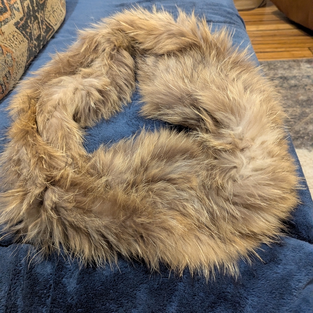 Adrienne Landau Raccoon Fur Infinity Scarf Real Fur Accessory Statement Luxe